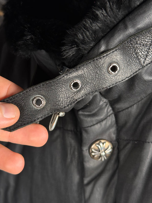 ULTIMATE GRAIL EARLY 2000's MINK COLLAR WAXED COTTON UTILITY JACKET