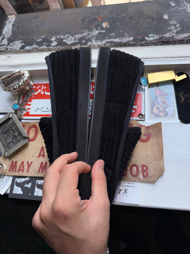 RARE 2025 DAGGER LOGO .925 SILVER CORDUROY MULE SLIPPERS w/ ORIGINAL BOX & RECEIPT (43)