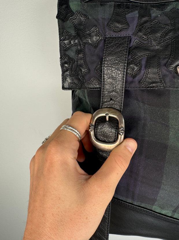 EXTREMELY RARE EARLY 2000'S ALPINE PLAID CROSS PATCH MOTO BACKPACK