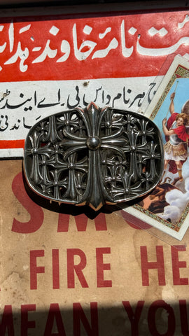 BRAND NEW 2025 LARGE SIZE .925 SILVEE CEMETERY BELT BUCKLE w/ OG DUSTBAG AND SHOPPING BACK