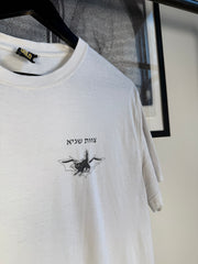 MYSTERIOUS RARE 90s PERFECT FITT SEMI-SHEER BLACK CAT / BAT HEBREW SHIRT