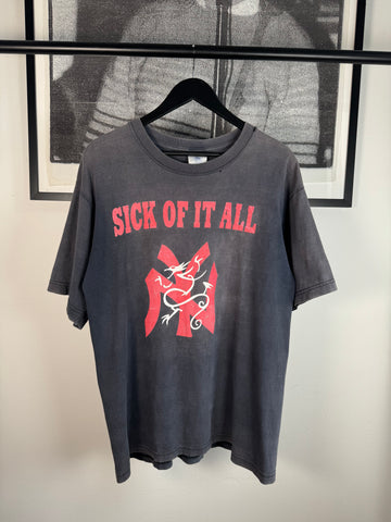 ULTIMATE VINTAGE GRAIL: 90s ERD REFERENCE SICK OF IT ALL “WHEN THE PAIN STRIKES” NEW YORK HARDCORE OPIUM DEN LOGO SHIRT