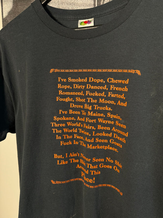 INSANELY VULGAR "SMOKED DOPE / CHEWED ROPE" BIKE SHOP SHIRT