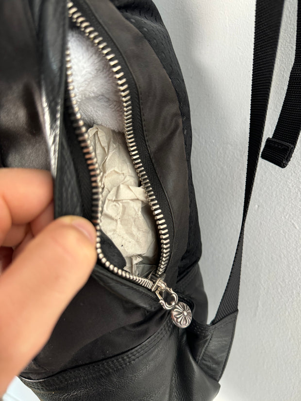EXTREMELY RARE EARLY 2000'S BLACK WAXED COTTON CROSS PATCH MOTO BACKPACK