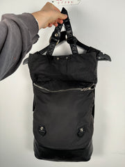 EXTREMELY RARE EARLY 2000'S BLACK WAXED COTTON CROSS PATCH MOTO BACKPACK