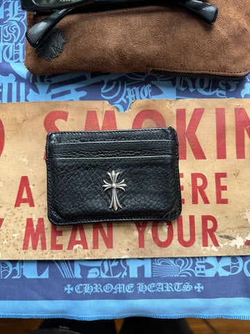 BUTTERY COWHIDE & .925 SILVER CROSS PENDANT CARDHOLDER