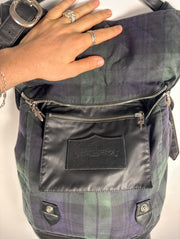 EXTREMELY RARE EARLY 2000'S ALPINE PLAID CROSS PATCH MOTO BACKPACK