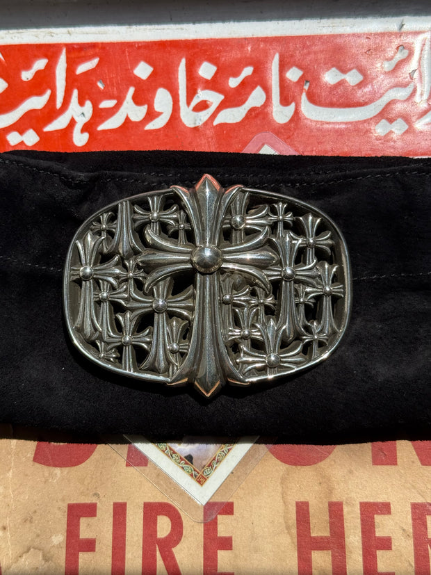 BRAND NEW 2025 LARGE SIZE .925 SILVEE CEMETERY BELT BUCKLE w/ OG DUSTBAG AND SHOPPING BACK