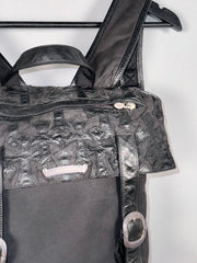 EXTREMELY RARE EARLY 2000'S BLACK WAXED COTTON CROSS PATCH MOTO BACKPACK