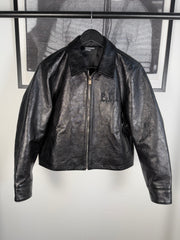 ULTIMATE GRAIL 2020 MADE-TO-ORDER EDITION NOIRE SILK LINED ERD ROSES JACKET EN CUIR