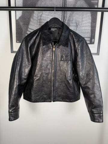 ULTIMATE GRAIL 2020 MADE-TO-ORDER EDITION NOIRE SILK LINED ERD ROSES JACKET EN CUIR