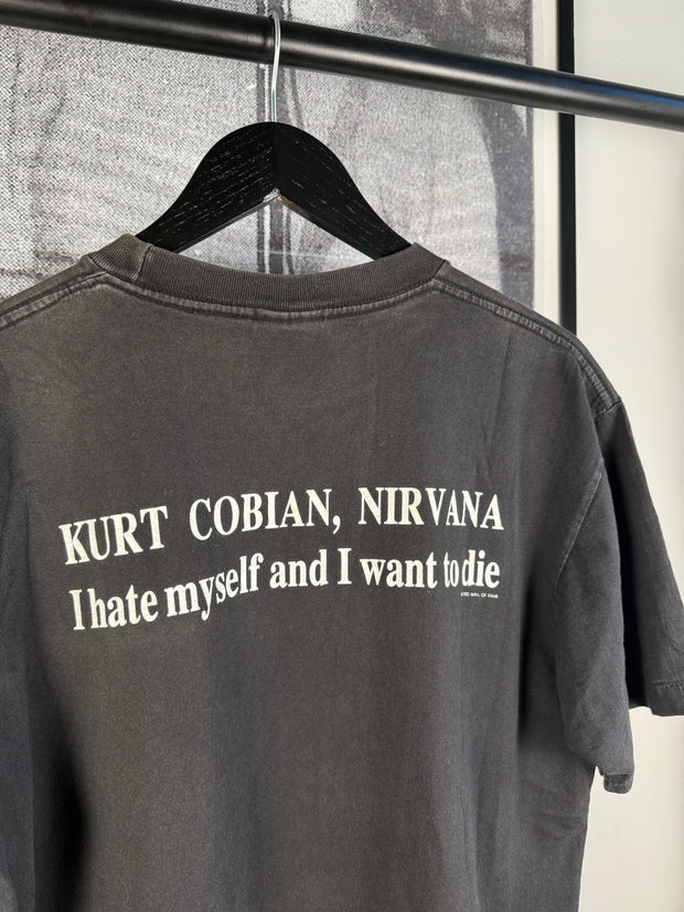 VINTAGE MEXICAN MISSPELLED "KURT COBIAN: I HATE MYSELF AND I WANT TO DIE" SHIRT