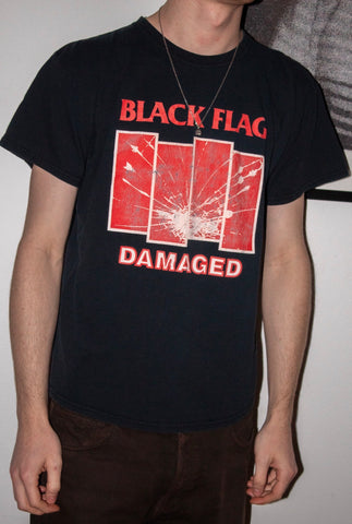 VINTAGE CLASSIC 90s BLACK FLAG "DAMAGED" THRASHED GRAPHIC SHIRT