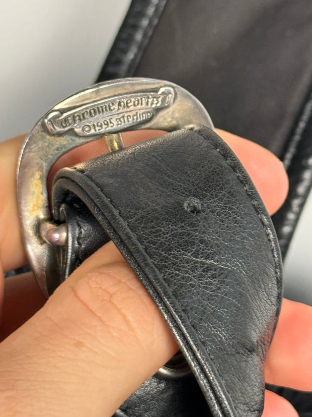 EXTREMELY RARE EARLY 2000'S BLACK WAXED COTTON CROSS PATCH MOTO BACKPACK