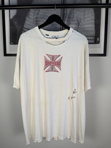 PERFECTLY THRASHED 90s WEST COAST CHOPPERS WHITE/RED LOGO SHIRT
