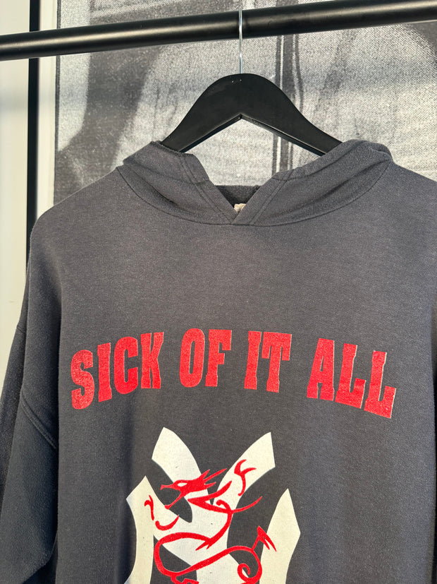 VINTAGE GRAIL 90's SICK OF IT ALL NY "WHEN THE PAIN STRIKES" HOODIE