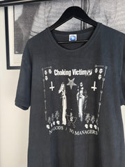 EXTREMELY RARE 90s FADED CHOKING VICTIM "NO GODS / NO MANAGERS" SHIRT
