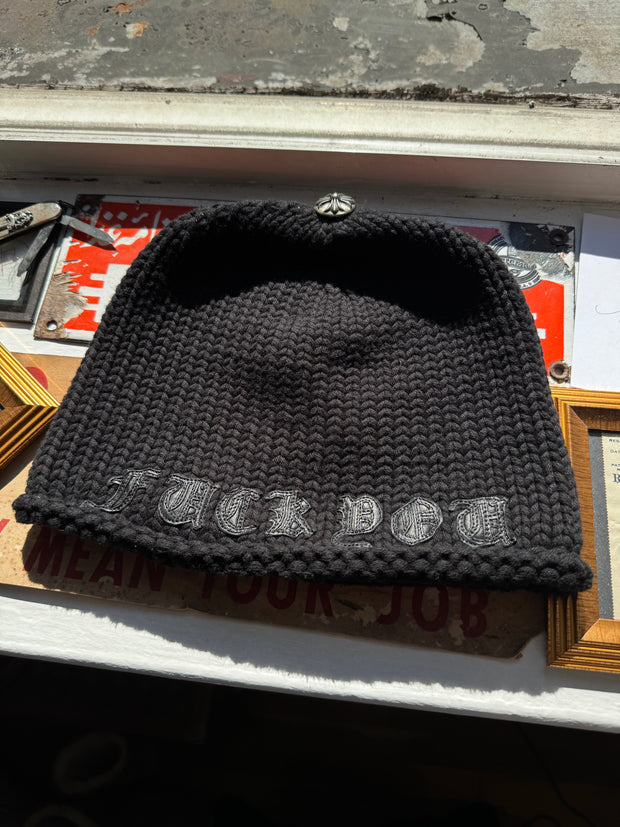 EXTREMELY RARE GRAIL EARLY 2000's LAMBSKIN / CASHMERE "FUCK YOU" BEANIE