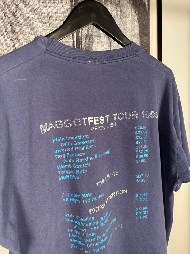 SINGLE STITCH "MAGGOTFEST 1995" BROTHEL MENU SHIRT