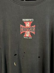 90'S THRASHED GLITTER EFFECT ATLANTA WEST COAST CHOPPERS BOOTLEG "FOXWORTHY'S REDNECK CHOPPERS" SHIRT