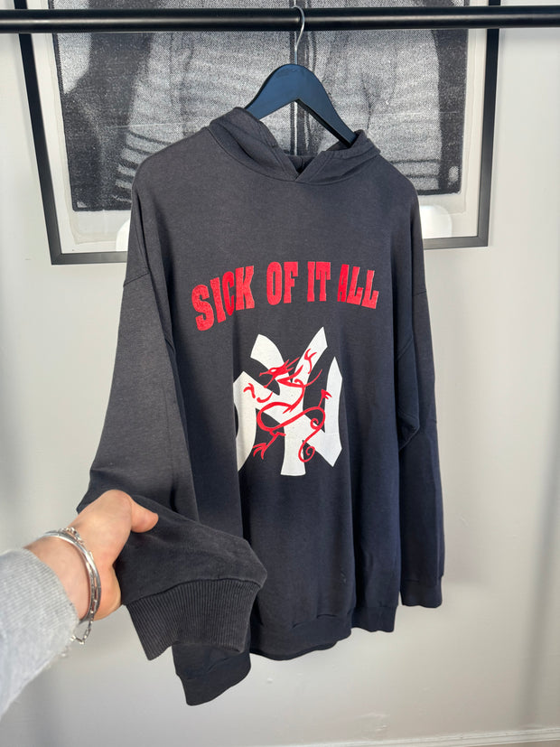 VINTAGE GRAIL 90's SICK OF IT ALL NY "WHEN THE PAIN STRIKES" HOODIE