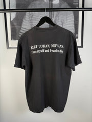 VINTAGE MEXICAN MISSPELLED "KURT COBIAN: I HATE MYSELF AND I WANT TO DIE" SHIRT