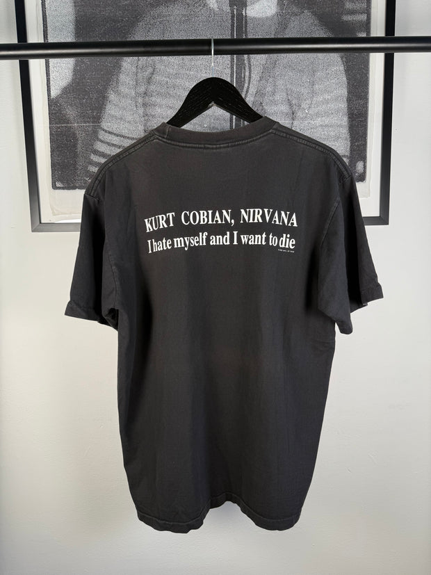 VINTAGE MEXICAN MISSPELLED "KURT COBIAN: I HATE MYSELF AND I WANT TO DIE" SHIRT