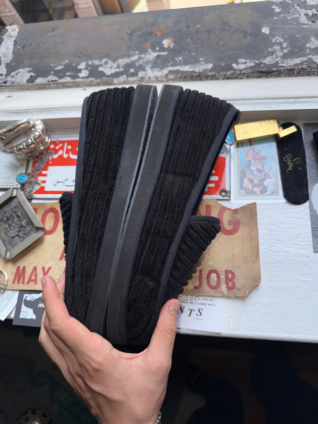 RARE 2025 DAGGER LOGO .925 SILVER CORDUROY MULE SLIPPERS w/ ORIGINAL BOX & RECEIPT (43)