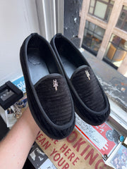 RARE 2025 DAGGER LOGO .925 SILVER CORDUROY MULE SLIPPERS w/ ORIGINAL BOX & RECEIPT (43)