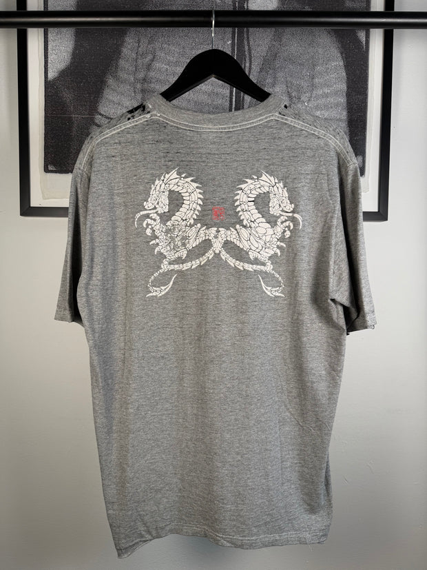 THREADBARE & THRASHED PAPER THIN 90s BOOTLEG BRAZILIAN STUSSY DOUBLE DRAGON SHIRT