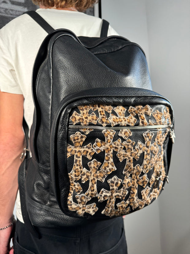 INSANE VIP SPECIAL ORDER 20+ CHEETAH FUR CROSS PATCH CALFSKIN 7TH GRADE BACKPACK w/ .925 SILVER DETAILING