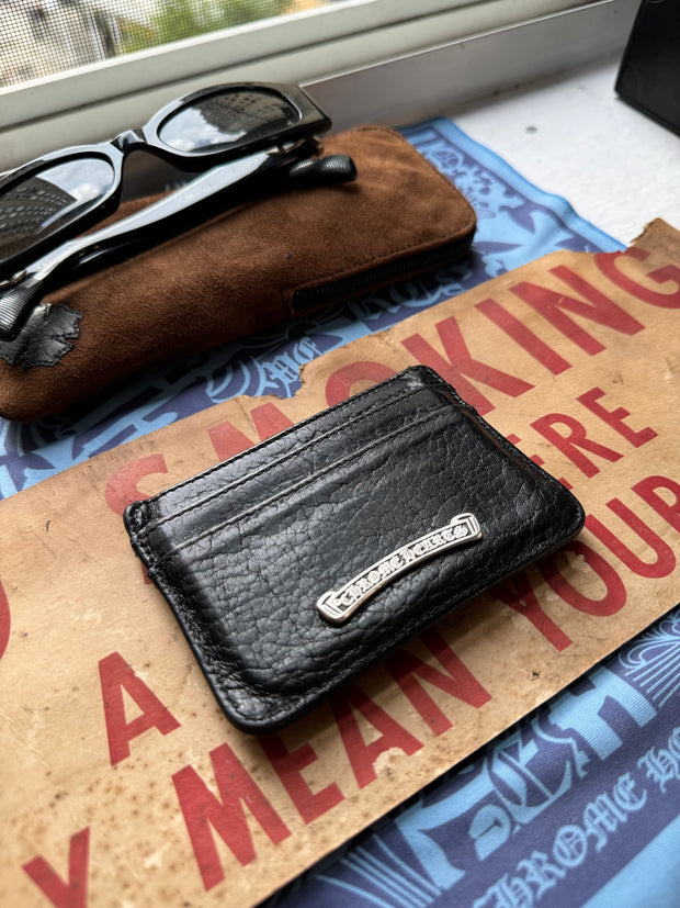 BUTTERY COWHIDE & .925 SILVER CROSS PENDANT CARDHOLDER
