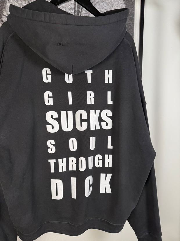 ULTIMATE GRAIL RAREST SIZE FALL/WINTER 2022 "GOTH GIRL SUCKS SOUL THROUGH DICK" ACID WASH VINTAGE TREATMENT HOODIE