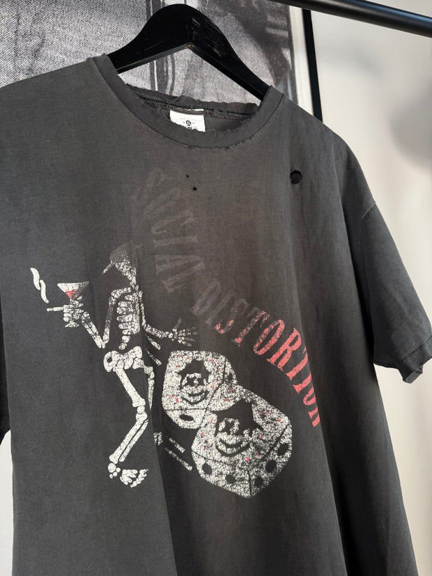 PERFECTLY THRASHED & FADED 90's SOCIAL DISTORTION DICE MARTINI & 8-BALL TOUR DATE SHIRT