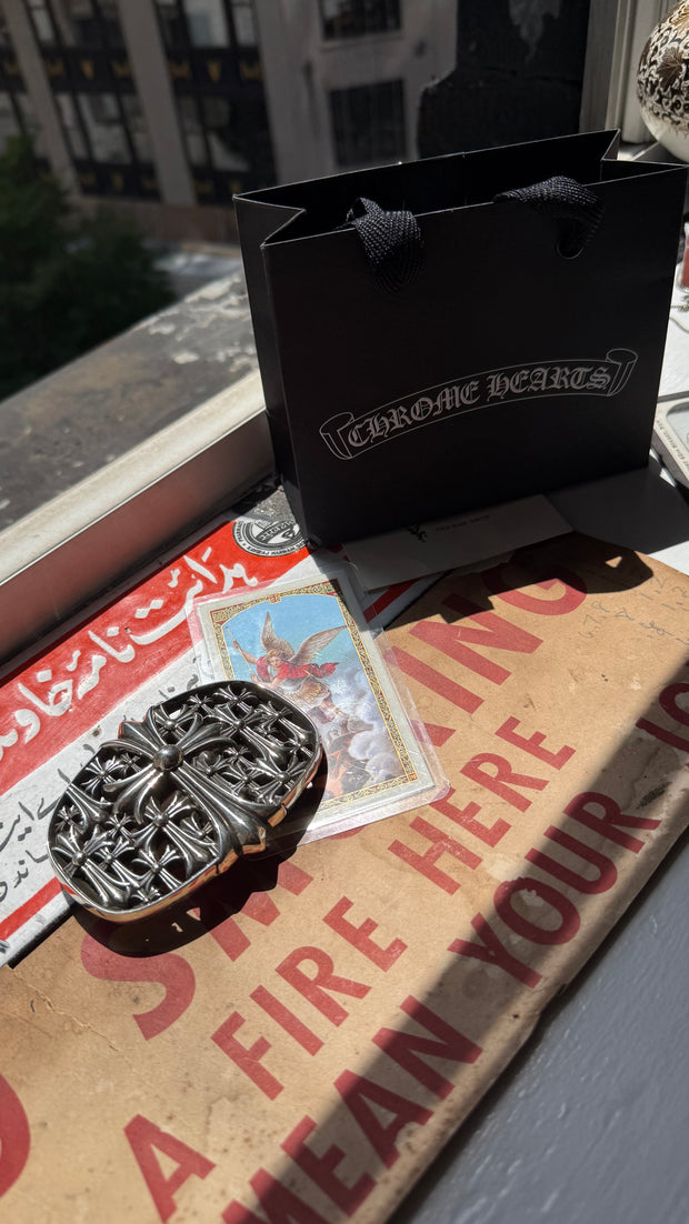 BRAND NEW 2025 LARGE SIZE .925 SILVEE CEMETERY BELT BUCKLE w/ OG DUSTBAG AND SHOPPING BACK