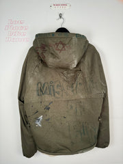 HENRI ALEXANDER LEVY PERSONAL HAND DRAWN “NO MORE SUFFERING” SHEARLING SHORT LENGTH MODS-COAT