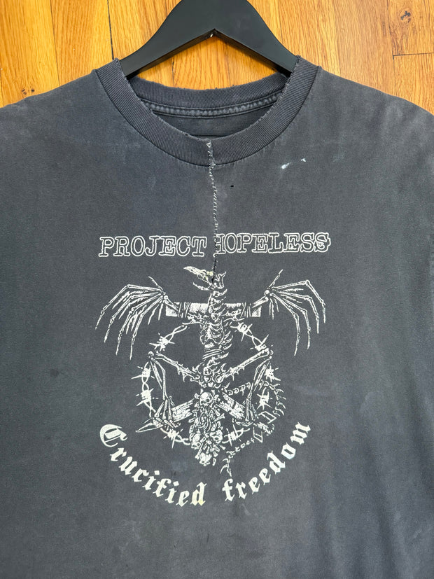 UNBELIEVABLE 2002 DENTAL FLOSS REPAIRED SWEDISH HARDCORE PUNK "PROJECT HOPELESS" SHIRT