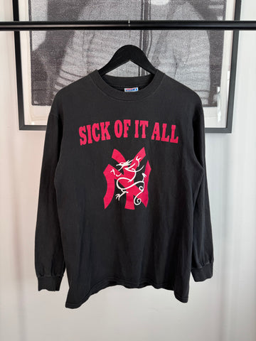 ULTIMATE VINTAGE GRAIL: 90s ERD REFERENCE SICK OF IT ALL “WHEN THE PAIN STRIKES” NEW YORK HARDCORE OPIUM DEN LOGO LONG SLEEVE SHIRT