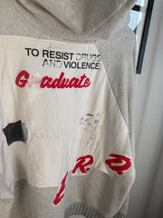 ULTIMATE GRAIL 1 of 1 AUTUMN/WINTER 2019 HAND-DRAWN “GLUE SNIFFER” D.A.R.E. PAINTED PATCHWORK HOODIE