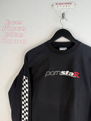 INCREDIBLY RARE PRISTINE 90's PORN STAR SKATEBOARDSRACING CHECKERBOARD LONG SLEEVE
