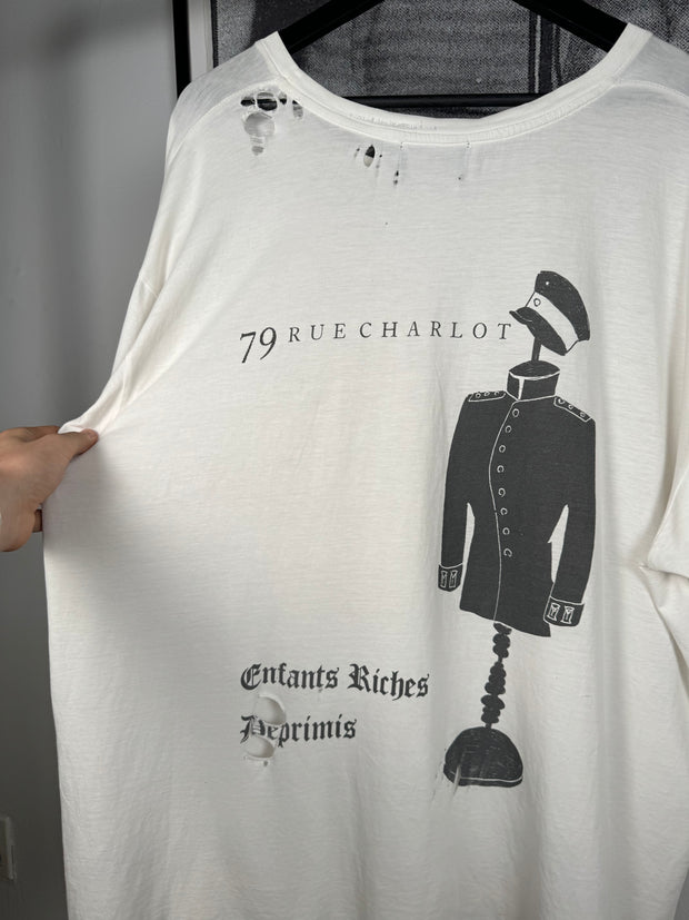 EXTREMELY RARE SPRING/SUMMER 2020 CANCELLED MISPRINT "79 RUE CHARLOT / DEPRIMIS" PARIS STORE OPENING SHIRT