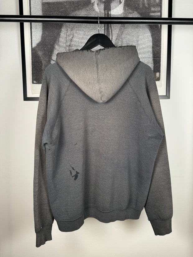 UNBELIEVABLE 80s PERFECTLY THRASHED & FADED "SOUTH SIDE" GOTHIC EMBROIDERY HOODIE