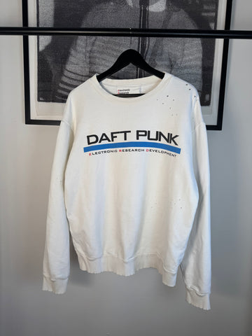 ULTIMATE GRAIL 1 of 25 DAFT PUNK 2017 MAXFIELD POPUP "ELECTRONIC RESEARCH DEVELOPMENT" WHITE VINTAGE EFFECTCREWNECK