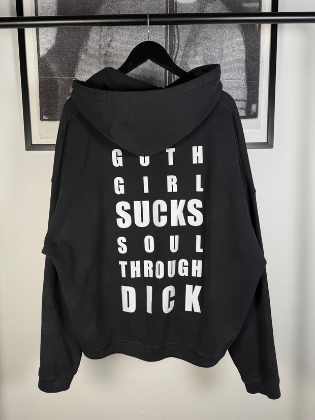 ULTIMATE GRAIL RAREST SIZE FALL/WINTER 2022 "GOTH GIRL SUCKS SOUL THROUGH DICK" ACID WASH VINTAGE TREATMENT HOODIE