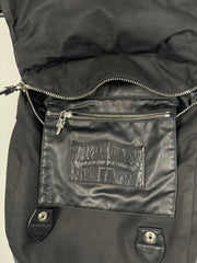 EXTREMELY RARE EARLY 2000'S BLACK WAXED COTTON CROSS PATCH MOTO BACKPACK