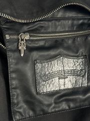 EXTREMELY RARE EARLY 2000'S BLACK WAXED COTTON CROSS PATCH MOTO BACKPACK
