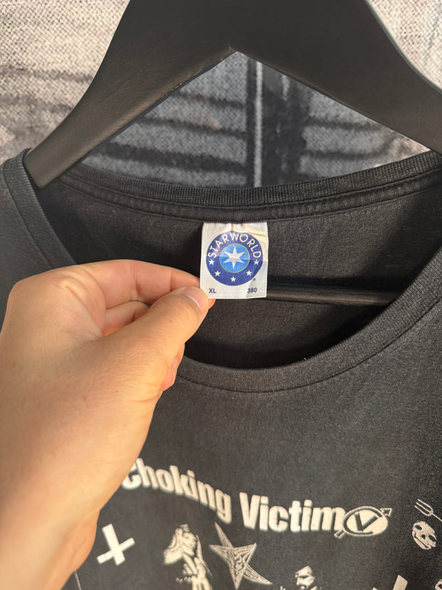EXTREMELY RARE 90s FADED CHOKING VICTIM "NO GODS / NO MANAGERS" SHIRT
