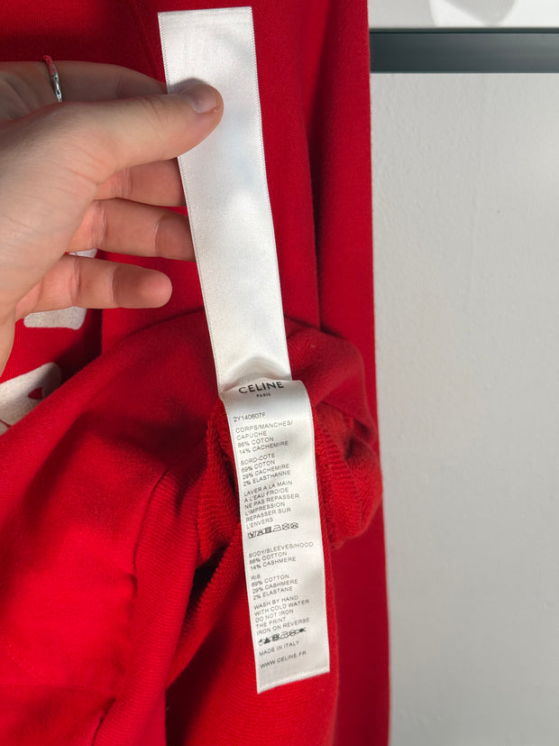 RARE ICONIC FALL/WINTER 2020 CELINE PARIS CASHMERE BLEND LOGO HOODIE