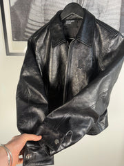 ULTIMATE GRAIL 2020 MADE-TO-ORDER EDITION NOIRE SILK LINED ERD ROSES JACKET EN CUIR