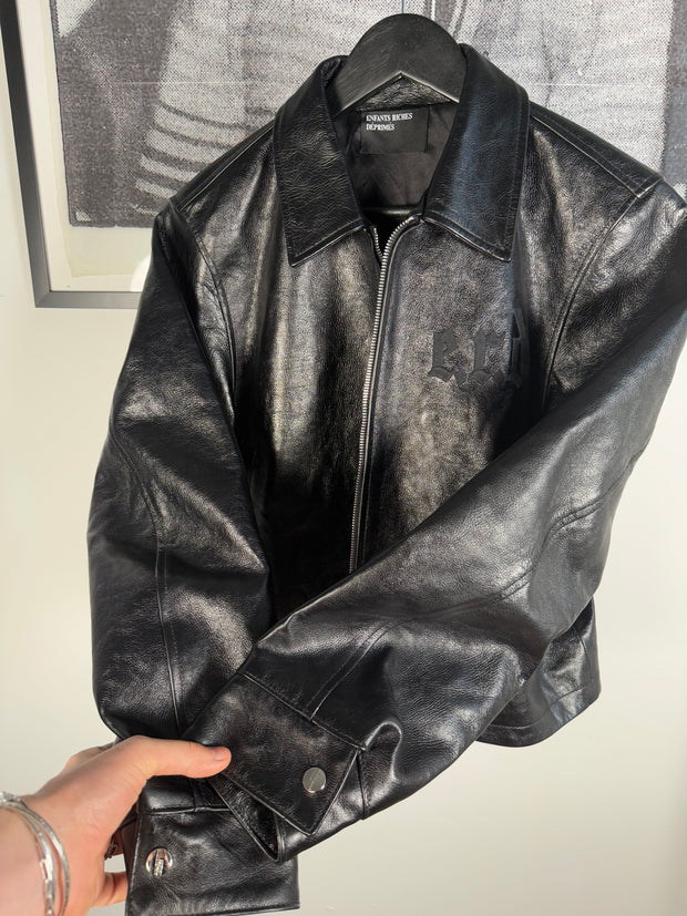 ULTIMATE GRAIL 2020 MADE-TO-ORDER EDITION NOIRE SILK LINED ERD ROSES JACKET EN CUIR